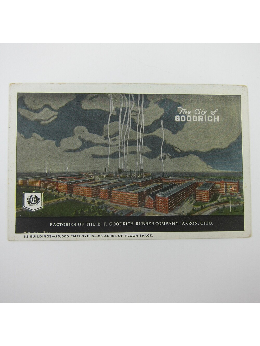 Postcard B.F. Goodrich Rubber Company Factories Buildings Akron Ohio Antique